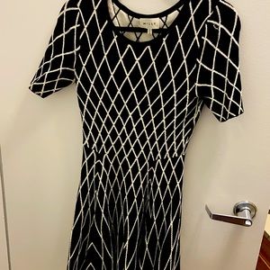 Milly black and white diamond sweater dress
